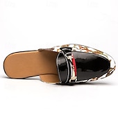 cheap Semi-Formal-Men&#039;s Slip-On Mules with Glossy Black Patent Leather and Floral Print Design, Adjustable Strap, Perfect for Casual and Fashionable Occasions