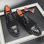 economico Formale-scarpe derby da uomo - misto pelle sintetica e pelle scamosciata con dettagli rivettati, eleganti calzature casual da uomo, perfette per ufficio, feste e uso quotidiano