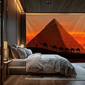 preiswerte Landschaftsteppich-Landschaft Ägypten Pyramide Hängender Wandteppich große Wandteppich Wanddekoration Fotografie Hintergrund Decke Vorhang Wohnraum Schlafzimmer Dekoration Wüstenschafe
