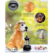 cheap Landscape Lights-Solar-Powered Dog Statue Light with Retro LED Lantern - Outdoor Garden Decor for Patio, Porch, Balcony, Holiday Decoration