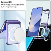 cheap Samsung Cases-Phone Case For Samsung Galaxy Z Flip 7 Z Flip 6 Z Flip 5 Back Cover Magnetic Support Wireless Charging Shockproof Retro Plating PC
