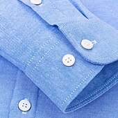 billiga Button Down-skjortor för män-Herr Skjorta Knapp upp skjorta Randig Bröllop Fest Vit Marinblå Blå Himmelsblå Långärmad Kavajslag Höst Vinter Kläder Fleece