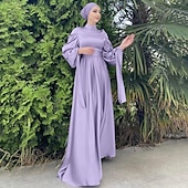 levne Arabské a muslimské šaty-Dámské Šaty Abaya Maxi Šaty Dubaj islámský arabský muslimský Ramadán Dospělé Šaty