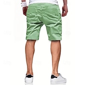 baratos Clássico-Homens Bermuda Cargo Calção Shorts de verão Com Cordão Cintura elástica Bolso multi Tecido Conforto Vestível Comprimento do joelho Ao ar livre Esporte Diário Moda Casual Preto Verde Claro