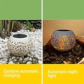 cheap Landscape Lights-1pc Outdoor Solar Iron Rice Grain Hollow-Shaped Landscape Light for Courtyard, Garden, Lawn, Path, Staircase, Interior Decoration