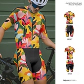 cheap Men&#039;s Clothing Sets-Men&#039;s Cycling Jersey with Shorts Floral Botanical Short Sleeve Bike Clothing Suit with 3 Rear Pockets Mountain Bike MTB Road Bike Cycling Front Zipper Sweat wicking Comfortable Breathable Sports