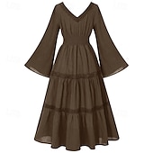 economico Vestito-Elegante Medievale Rinascimento Abito da cocktail Fiera del Ren Vichingo Elfico Tinta unica Per donna Celtico Costumi da pirata Fantasia Halloween Carnevale Mascherata Carnevale Halloween Mascherata