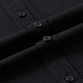 preiswerte Arbeitshemden für Herren-Herren Hemd Sommerhemd Lässiges Hemd Knopfhemd Schwarz Kaki Armeegrün Grau Langarm Glatt Kargen Urlaub Festtage Tasche Bekleidung Polyester Modisch Brautkleider schlicht Komfortabel