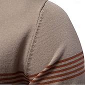 cheap Men&#039;s Elite Polo-Men&#039;s Polo Knit Polo Sweater Formal Work Turndown Quarter Zip Short Sleeve Striped Zip Up Stripe-Trim Spring Black White Khaki Polo