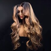 cheap Human Hair Lace Front Wigs-Brazilian virgin Hair Glueless Honey Blonde 5x5 Closure Wigs Ombre Highlighted Hair13x4 Lace Front Wig Pre-Plucked