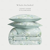 abordables 100% algodón-Funda de Edredón Floral Tamaño Completo Juego de Ropa de Cama Juego de Sábanas Funda de Colcha Suave Ligera con 2 Fundas de Almohada para Verano Primavera