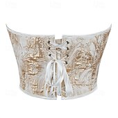 abordables Tapas-Retro Antiguo Medieval Renacimiento Faja Chaleco corpiño 13 huesos Floral Jacquard Cuello de corazón Mujer Celta Fantasía Real Víspera de Todos los Santos Carnaval Fiesta Casual Diario LARP Adulto
