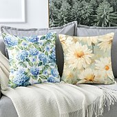 baratos estilo floral e plantas-Capa Decorativa de Almofadas Florais 1PC Capa de Almofada Quadrada Macia para Sofá do Quarto Sala de Estar