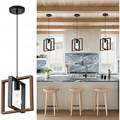 economico Luci a sospensione-lampada a sospensione piccola da fattoria 1 testa apparecchio a 4 teste lampada a sospensione per isola cucina con cavo finitura nera struttura in legno lampadario per corridoio ingresso armadio