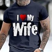 preiswerte lustige Worte-Herren Liebe Frau T Shirt 100% Baumwolle Kurzarm Grafik Hemd Schwarz Armeegrün Dunkelblau Bequemes T-Shirt Urlaub Straße Modedesigner-Kleidung
