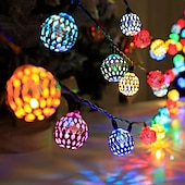 お買い得  ソーラーストリングライト-5m-20LED/6.5m-30LED 屋外ソーラーモロッコボールライトストリング 中庭 ガーデンフェンス バルコニーステップ フェスティバル ウェディング 雰囲気 装飾ライトストリング