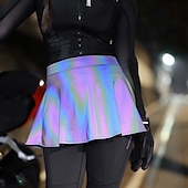 voordelige Broeken, shorts en rokken voor dames-wosawe lente/zomer dames oogverblindende kleurrijke reflecterende stretch slanke eendelige fietstrui rok broek winddicht waterdicht fietsrok be118