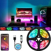 baratos Controlo Remoto-Luzes de tira de LED de 30 m para quarto – luzes de tira permanentes RGB com controle remoto e aplicativo para decoração de festas em ambientes e em casa