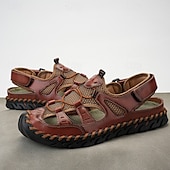 economico Sandali casual-Per uomo Sandali Scarpe fatte a mano Pelle crosta Traspirante Comodo Antiscivolo Con lacci intrecciali Giallo-marrone Nero Marrone