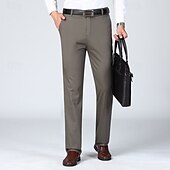 preiswerte Schlank-Herren Anzughosen Hose Hosen Chinesisch Chino Knopf Tasche Glatt Komfort Formal Party Arbeit Modisch Klassicher Stil Cachi scuro Hellkaki Mikro-elastisch