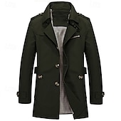 preiswerte Herren-Blazer &amp; -Anzüge-Herren übergangsjacke Trenchcoat Ausgehen Ganzjahres Windjacke Oberbekleidung Bekleidung Einfarbig Button-Down Umlegekragen Einreihig