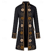baratos Tops-Retro Vintage Punk e gótico Medieval Casaco Traje Cosplay Smoking Vampiros Cavalheiro Homens Pirata Real Steampunk Dia Das Bruxas Carnaval Baile de Máscaras Festa / Eventos Adulto Casaco