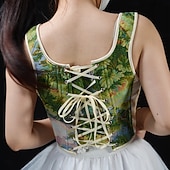 olcso Fűzők-Retró Középkori Reneszánsz Fűző Prsluk Bustier Jacquardszövet Olajfestmény Jelmez Női Kelta Fantasy királyi Mindszentek napja Farsang Parti Alkalmi / Napi LARP Felnőttek Fűző