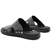 preiswerte Lässige Sandalen-lässige braune Slide-Sandalen für Herren mit Krokoprägung und strapazierfähiger Gummisohle – bequeme Outdoor-Schuhe für Sommer, Strand und Alltag