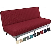 cheap Sofa Cover-Jacquard Futon Cover Stretch Armless Futon Sofa Cover Soft Futon Slipcover with Elastic Bottom Thick Sofa Bed Furniture Protector Covers for Washable Futon