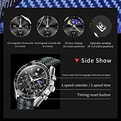 cheap Quartz Watches-New Olevs Men&#039;S Business Watch Luminous Calendar Moon Phase Display Multi-Functional Quartz Watch Nylon Strap Waterproof Sports Watch