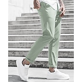 economico Chino-Per uomo Pantaloni Chino Pantaloni corti Pantaloni casual Bottoni Tasche Liscio Comfort Formale Feste Ufficio Di tendenza Classico Verde militare Nero Media elasticità