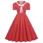 levne Šaty-Retro 50. léta Rockabilly Šaty Houpací šaty Maškarní kostým Dámské Karneval Plesová maškaráda Denní nošení loučení se svobodou nevěsty Dospělé Šaty Šaty pro návrat domů