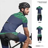halpa Miesten vaatesarjat-Miesten Pyöräily jersey ja shortsit Lyhythihainen Maastopyöräily Maantiepyöräily Laivaston sininen Pyörä Spandex Urheilu Geometrinen Kirjain ja numero Vaatetus