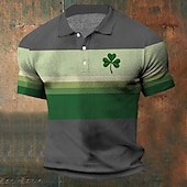 halpa Miesten printtipoolopaita-Miesten apila Vohveli poolopaidat Lyhythihainen Poolopaidat Kauluspaidat Vapaa-aika Business Casual Juhla-iltavaatteet Arkikäyttö Festivaalin asu Napit 3D-tulostus Kesä Valkoinen 1 Musta Kallion