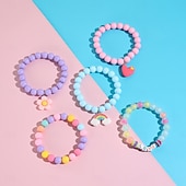 voordelige Feest benodigdheden-5 stuks schattige zonnebloem, regenboog bedel kralen eenhoorn zonnebloem regenboog armbanden set