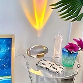 رخيصةأون مصباح جهاز عرض غروب الشمس-مصباح زخرفي كريستالي led مزود بمنفذ USB مصباح ليلي مزود بقوس قزح وغروب الشمس وإضاءة ملونة RGB لتزيين الغرفة هدية فريدة للأصدقاء
