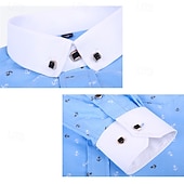 preiswerte Button-Down-Hemden für Herren-Herren Hemd Oberhemd Knopfhemd Anker Hochzeit Party Weiß Hellgrün Rosa Marineblau Langarm Kargen Frühling Herbst Bekleidung Tasche