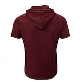preiswerte Lässige T-Shirts für Herren-Herren T Shirt T-Shirt Kurzarmshirt Kurzarm Mit Kapuze Sommer Einfach Mode Designer Basic Knöpfe Urlaub Straße Ausgehen Wein Top T-Shirt für Herren