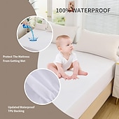 baratos Lençóis e fronhas-Capa Protetora para Cama Queen King Impermeável Protetor de Colchão Capa Ajustável de Cama Protetor de Colchão Capa de Cama Pad Lavável Capa de Cama Com Faixa Elástica