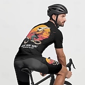 halpa Miesten vaatesarjat-Miesten Pyöräily jersey ja shortsit Lyhythihainen Maastopyöräily Maantiepyöräily Musta Piirretty Pyörä Spandex Urheilu Piirretty Vaatetus