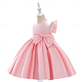 cheap Party Dresses-Kids Girls&#039; Party Dress Solid Color Sleeveless Special Occasion Princess Polyester Party Dress Summer Spring 3-10 Years Multicolor White Champagne