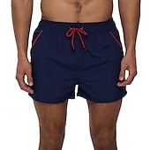 baratos Calções de Banho Masculinos-Homens Calção Justo de Natação Shorts de Natação Bermuda de Surf Calças Com Cordão Com bolsos Natação Surfe Praia Esportes Aquáticos Retalhos Cor Sólida Verão Primavera