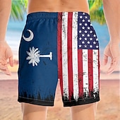 economico Stampa di Bandiera-Per uomo Bandiera Americana Costumi da bagno Pantaloncini da mare Pantaloncini da Surf Misura del girovita medio Hawaiano Casual Vacanza Ferie Abbigliamento mare Tasche Laterali fodera in rete