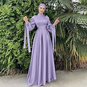 levne Arabské a muslimské šaty-Dámské Šaty Abaya Maxi Šaty Dubaj islámský arabský muslimský Ramadán Dospělé Šaty