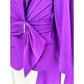 economico Tailleur pantalone della mamma-Completo madre della sposa a due pezzi elegante minimalista colletto camicia lunghezza al pavimento in tessuto elasticizzato manica lunga con volant colore solido 2025