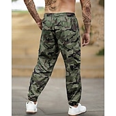 economico Pantaloni cargo-Per uomo Pantaloni cargo Pantaloni A cordoncino Vita elastica Multi tasca Camouflage Mimetico Indossabile Esterno Giornaliero Campeggio e hiking Di tendenza Classico Verde Cachi