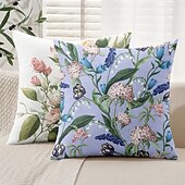 baratos estilo floral e plantas-Capa Decorativa de Almofadas Florais 1PC Capa de Almofada Quadrada Macia para Sofá do Quarto Sala de Estar