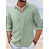 abordables camisa con botones para hombre-Hombre Camisa de verano Camisa casual Camisa de playa Abotonar la camisa Negro Blanco Azul Marino Oscuro Azul cielo Verde Trébol Manga Larga Plano Rayas Diseño Vacaciones Festivos Abotonar Ropa
