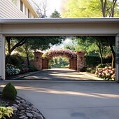 Недорогие Гаражные и дверные баннеры-Ландшафтные декорации для садов Декорации для дверей Наружное покрытие для гаражных дверей Наружный баннер Крупный задник для праздника Наружная гаражная дверь Декорации для домашней стены