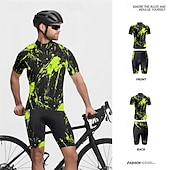 tanie Męskie zestawy odzieżowe-Męskie Koszulka z szortami na rower Krótki rękaw Kolarstwo górskie Kolarstwie szosowym Lato Wiosna Jesień Czarny Biały Pomarańczowy Graffiti Rower Suwak przedni Odvádí pot Wygodny Oddychający Spandeks